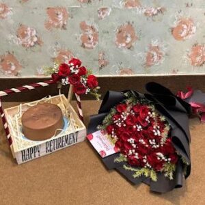 Retirement Cake With Flower Bouquet