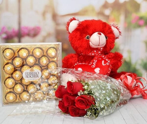 Flowers Chocolate And Teddy Bear Delivery