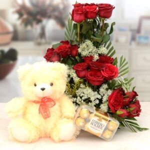 Flowers With Teddy Bear