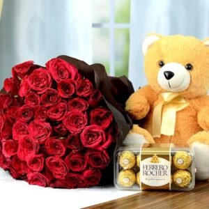 Forever Rose With Teddy bear