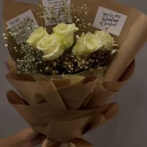 Elegant White Rose Love Notes Bouquet
