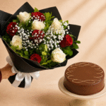 Red Velvet Cake & Flower Combo
